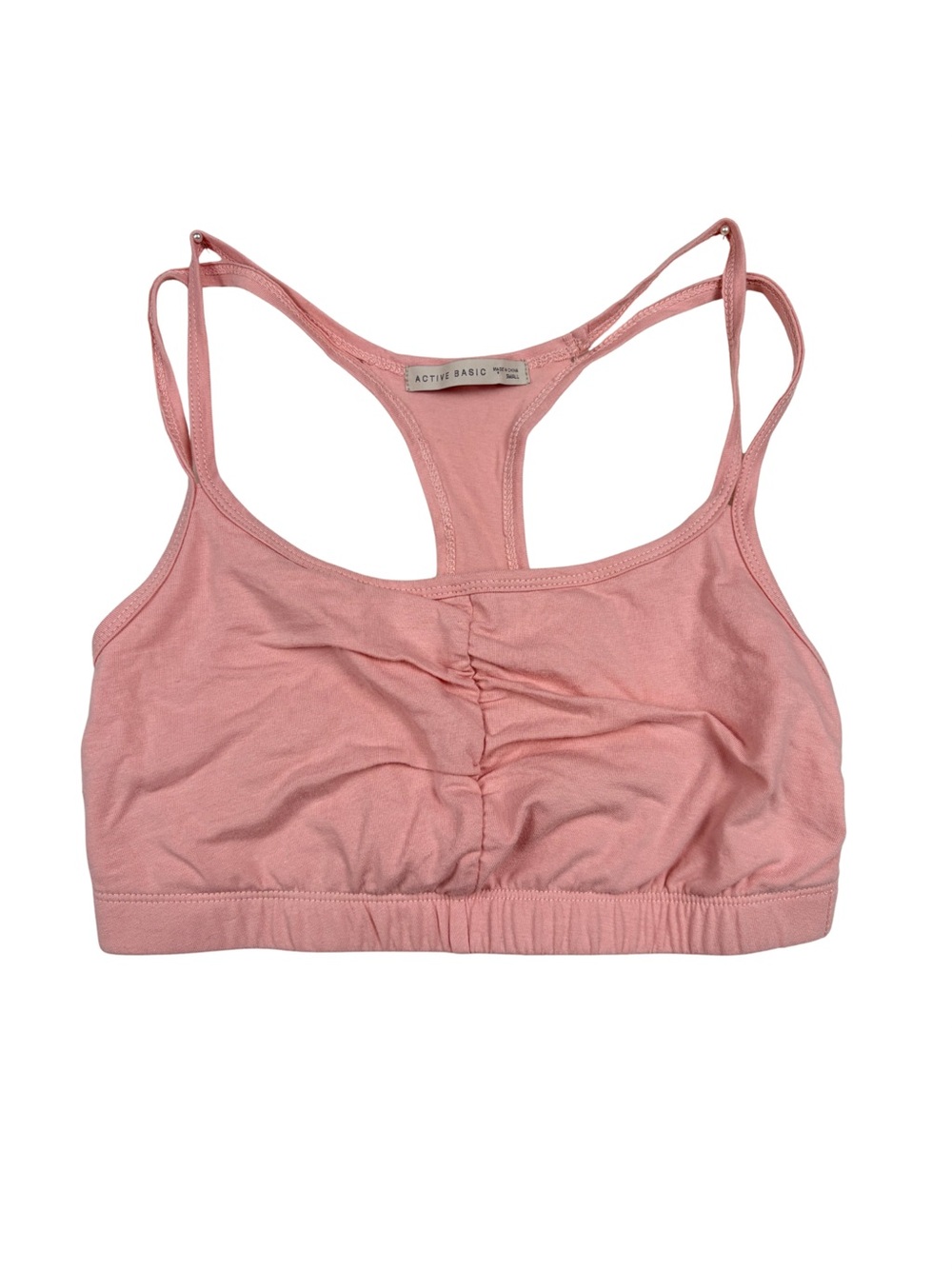 Active Basic Pink Cotton Racerback Sports Bra Small